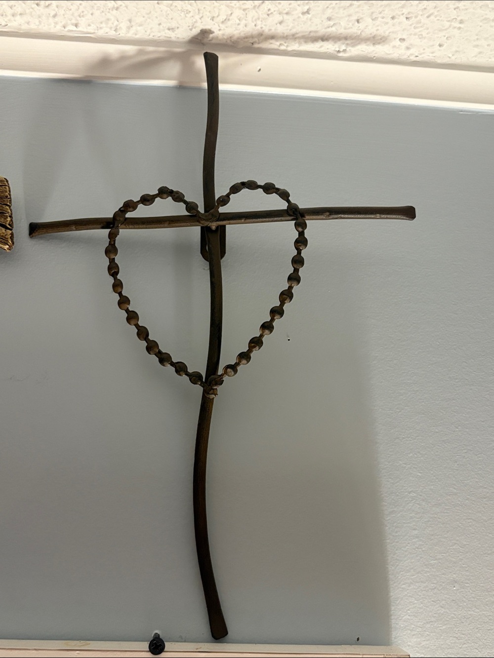 Rustic Bronze Heart Cross Wall Decor